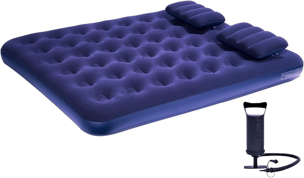 Camping InflaGARDEN Queen Size Camping Air Mattress Inflatable Bed with Pillow, Include Hand Pump table Mattress