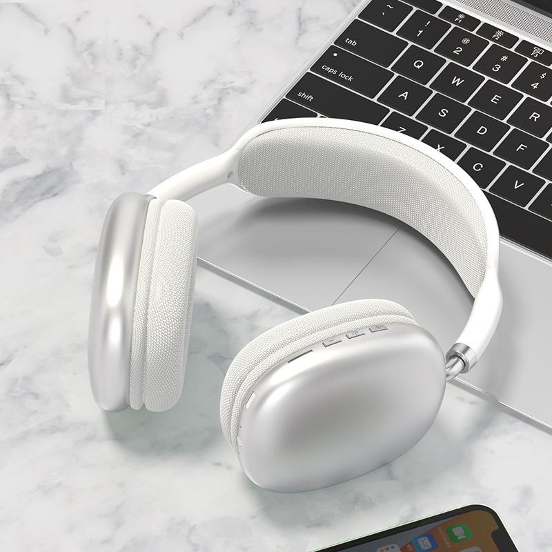 P9 Wireless Bluetooth Headphones with Noise Cancelling HiFi Stereo Over-Ear Headset Home Gym Office Gaming Earphones (White)